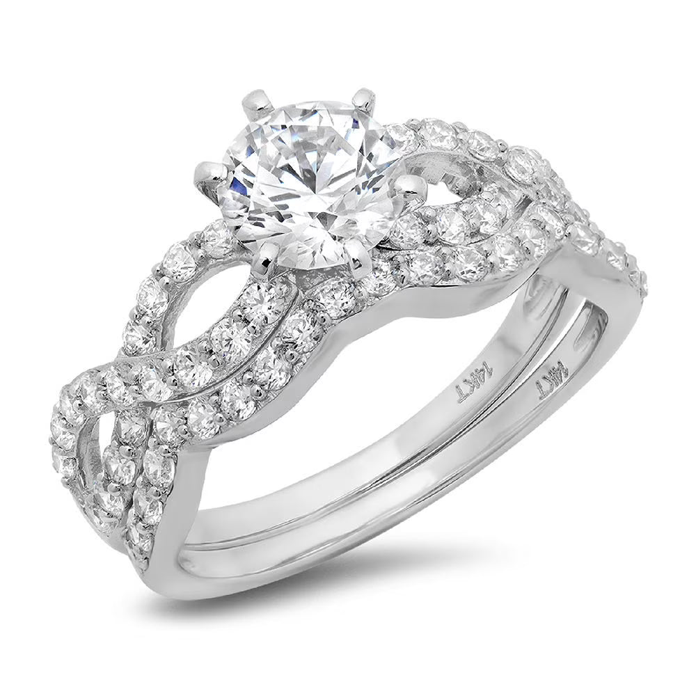 18K White Gold Engagement Ring with Natural Diamond A2573