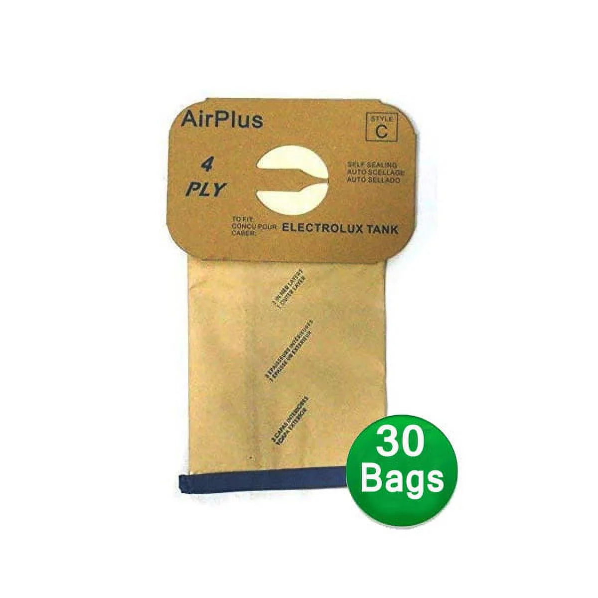 30 Bags for Canister Vacuum Style C, 4 Ply B944488