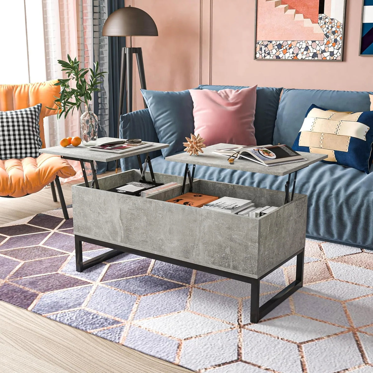 Gray Lift Top Coffee Table with Hidden Compartment T674797