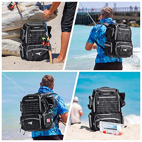 43L Fishing Tackle Backpack with Rod Holders and Rain Cover M33275