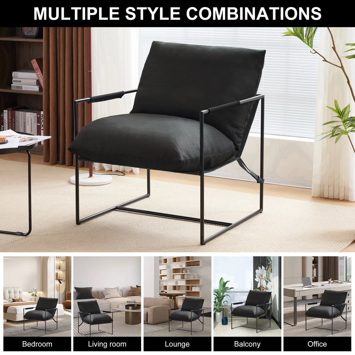 Black Sling Accent Chair Set of 2 Q384281