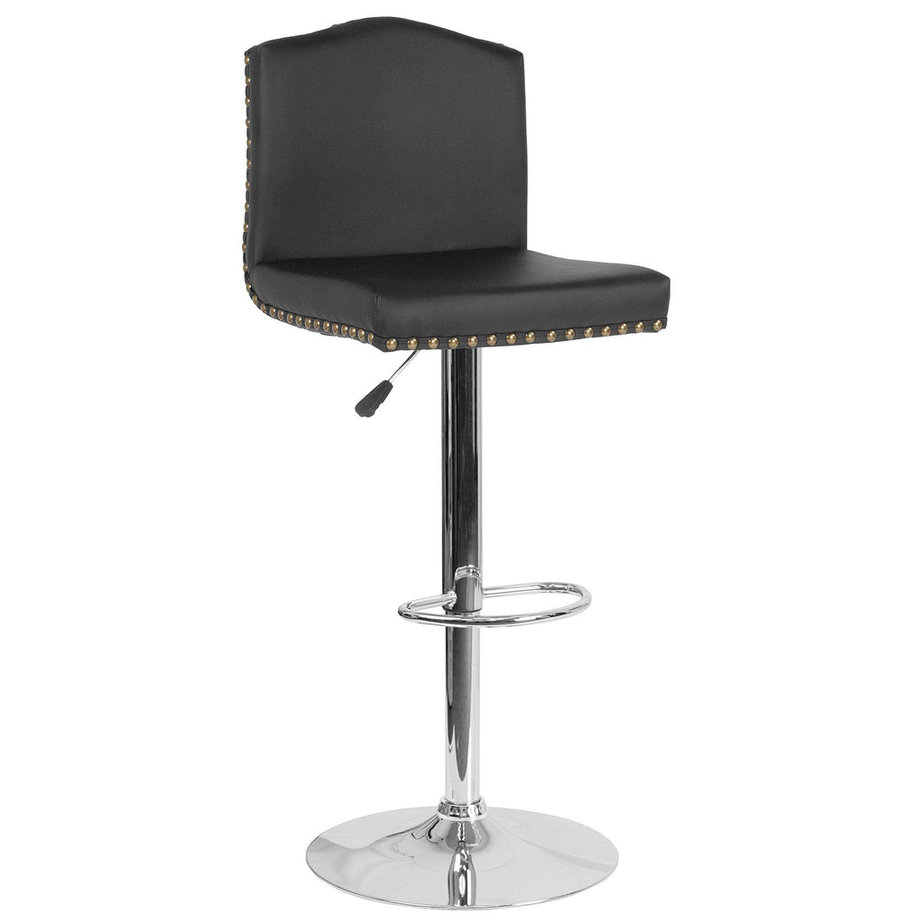 Black Leather Adjustable Height Barstool Z5002