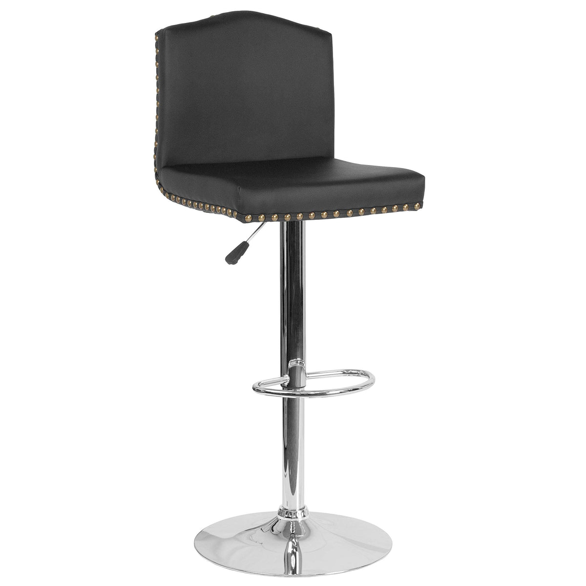 Black Leather Adjustable Height Barstool Z5002
