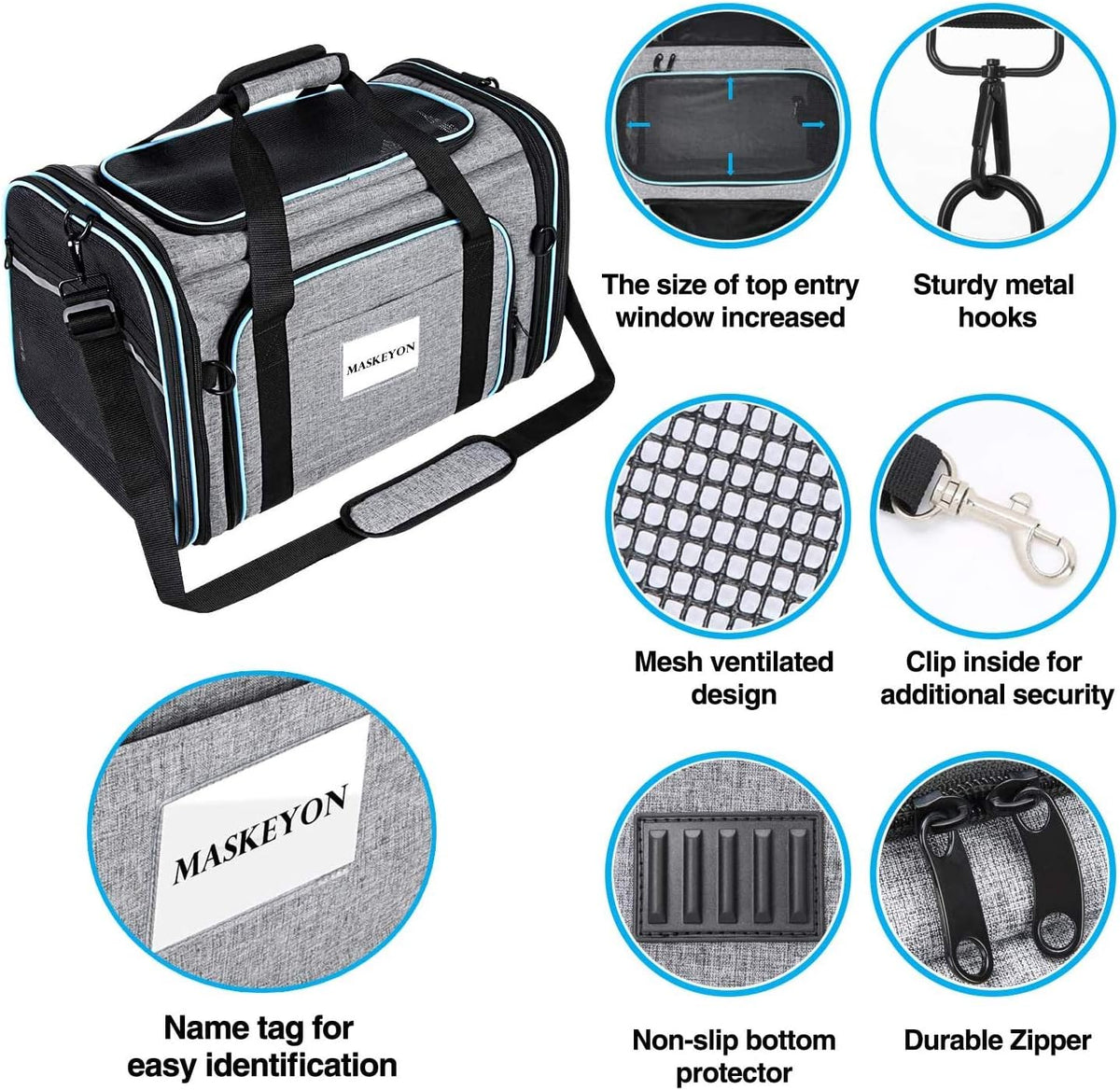 Large Soft-Sided Collapsible Pet Travel Carrier with 5 Doors G657