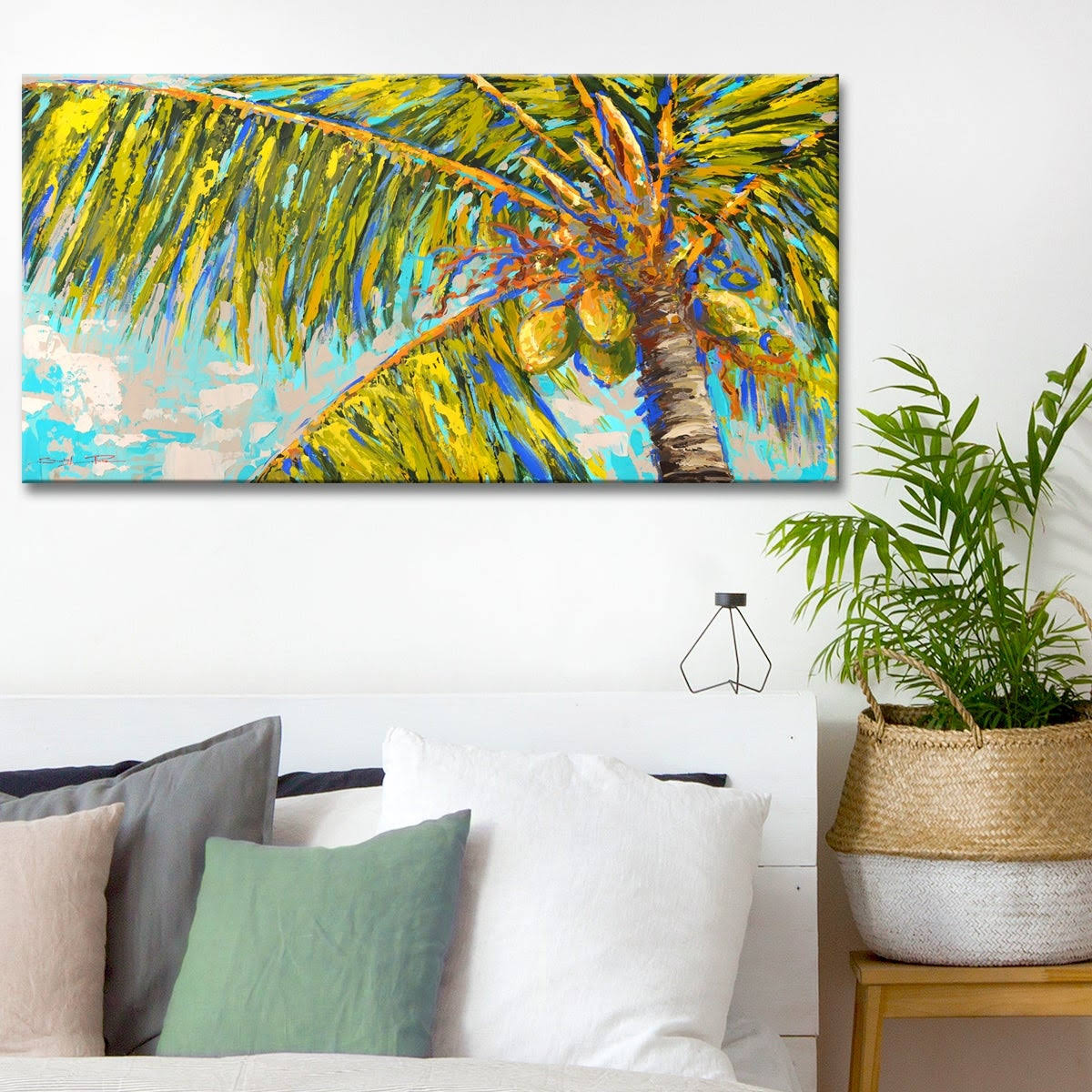 Natural Palm Tree Canvas Wall Decor L81383