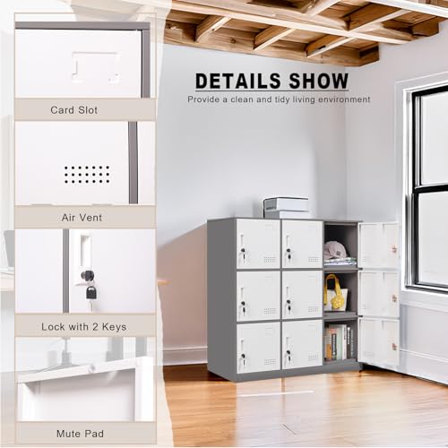 9 Door Grey & White Steel Locker O11719