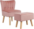 Tur Velvet Accent Chair Ottoman Set F3027