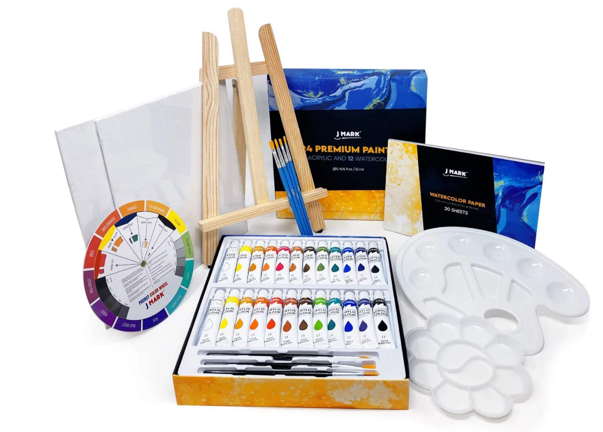 40-Piece Acrylic and Watercolor Paint Set with Wood Easel Z165994