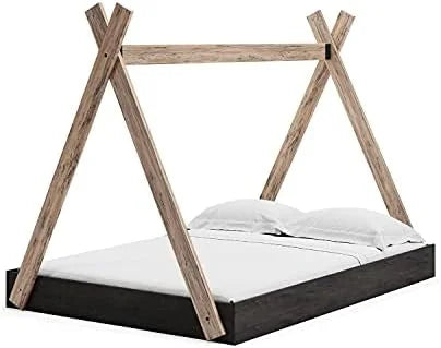 Full Natural Wood & White Tent Bed Frame F77957