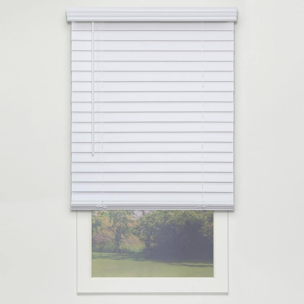White Cordless PVC Faux Wood Blind 71.75 in. W x 48 in. L P520452