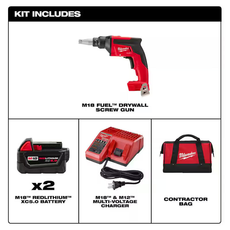 18-Volt Lithium-Ion Brushless Cordless Drywall Screw Gun Kit with Hammer Drill W7311