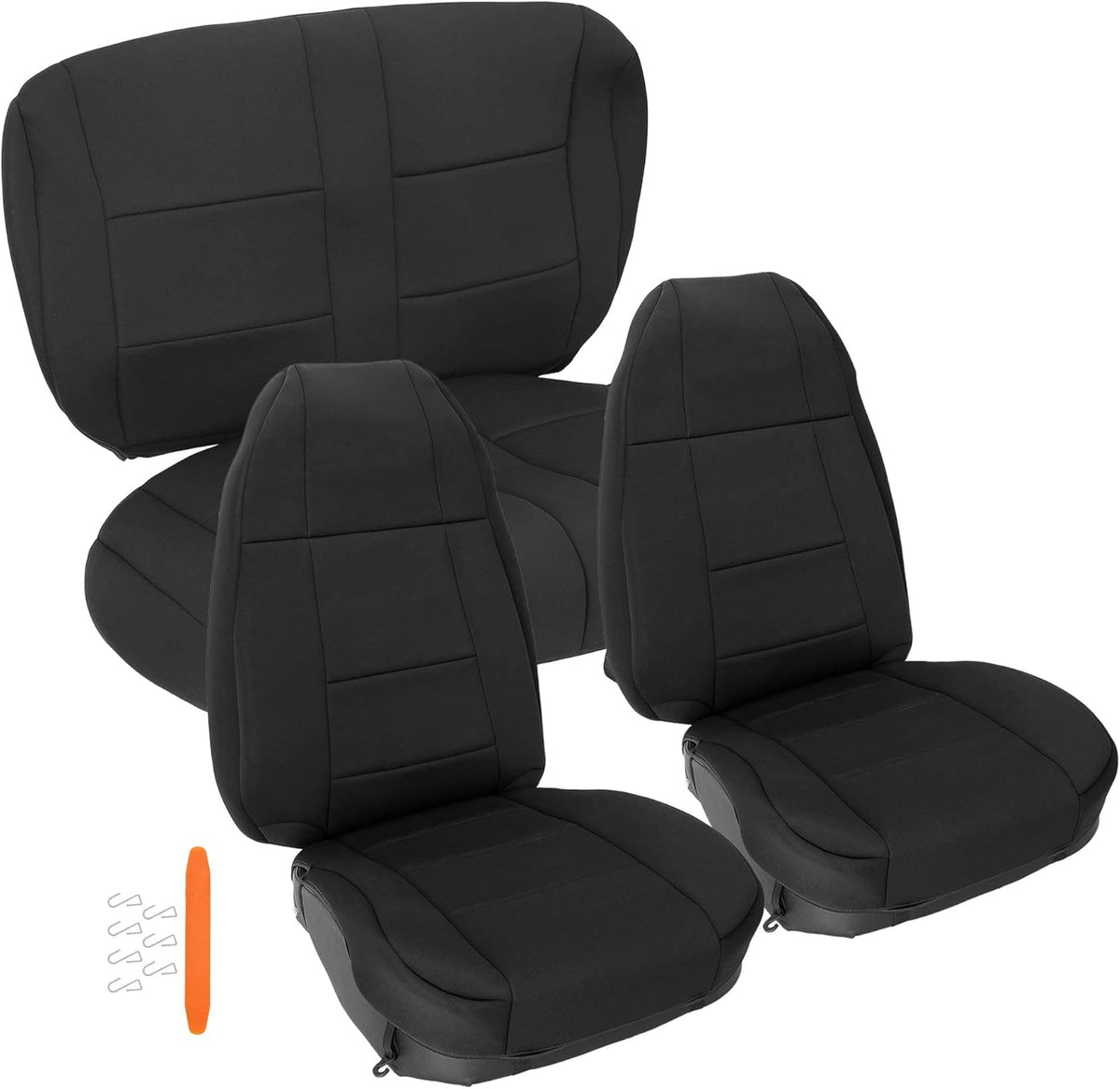 Black Cloth Front and Rear Seat Covers Set O3192