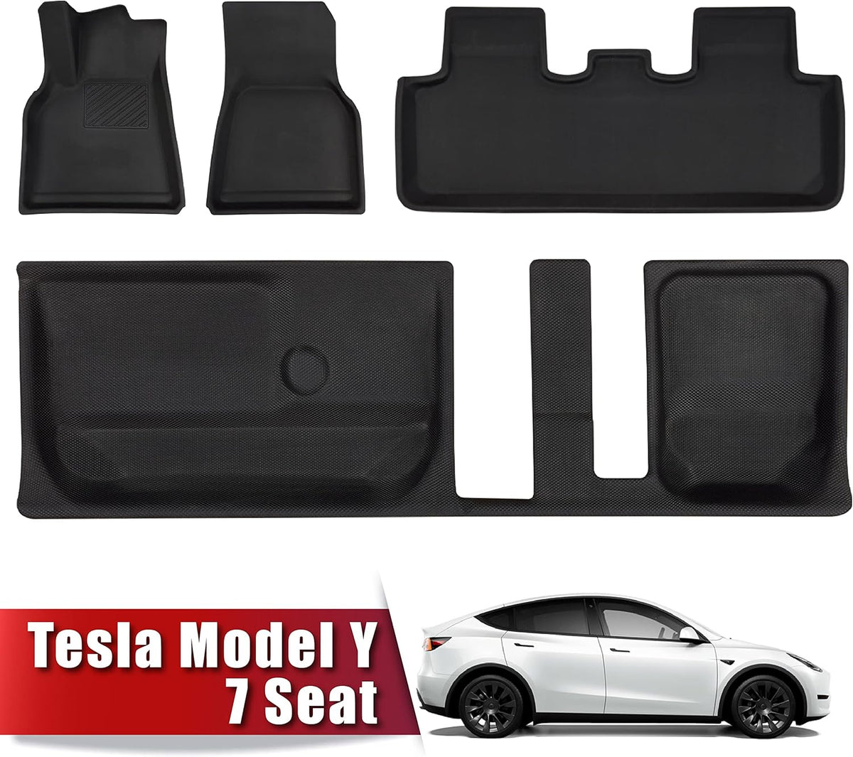 Waterproof Anti-Slip Trunk Mat Cargo Liner for Tesla Model Y 5-Seater (3 Pack) F7365