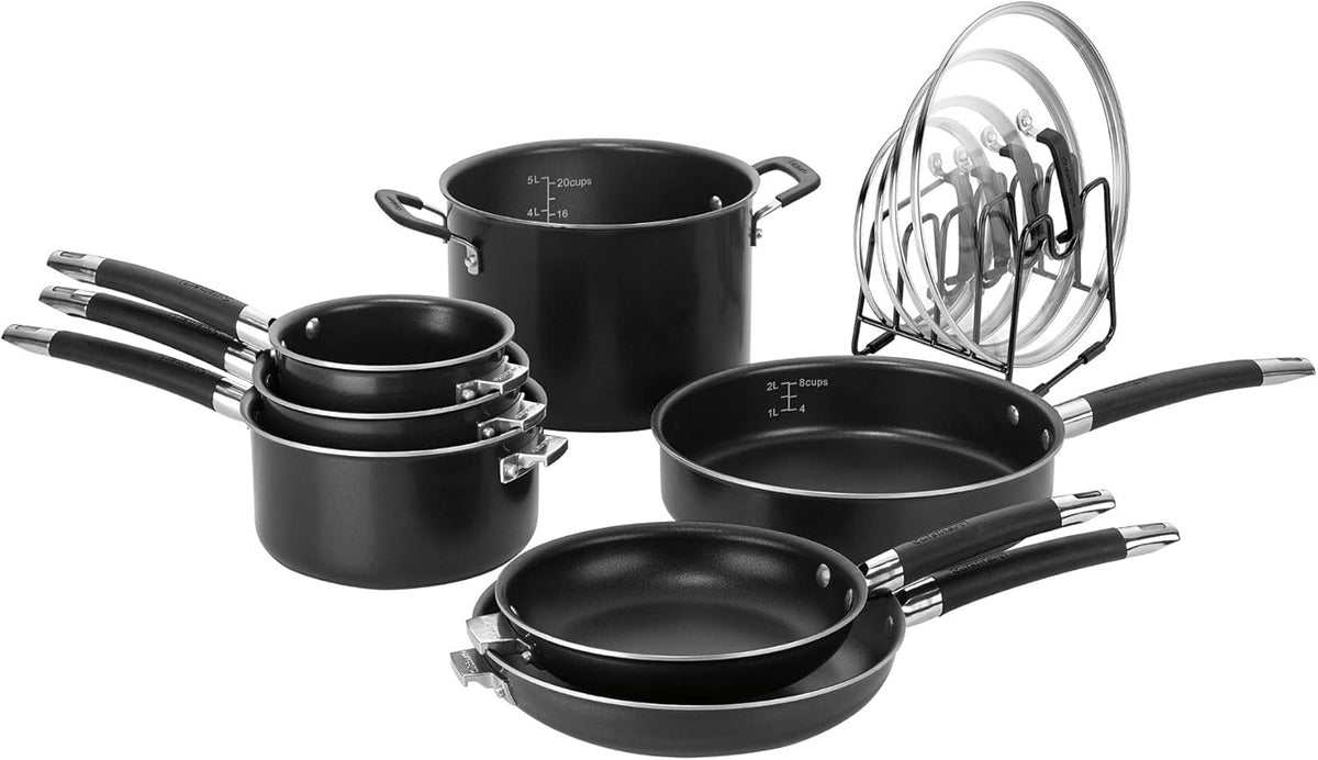 12 Piece Black Nonstick Aluminum Cookware Set J27448