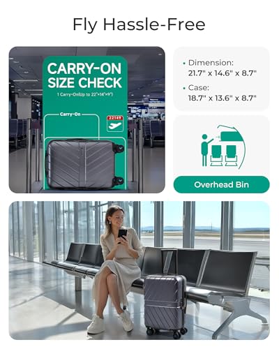 Black 20 inch Polycarbonate Hardside Carry On Luggage H330805