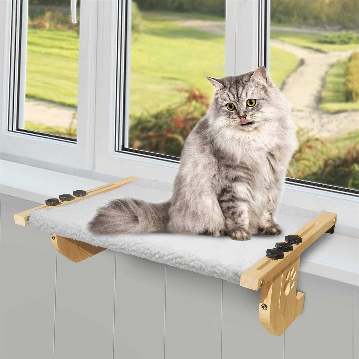 Cat Window Perch with Wood and Metal Frame S21786