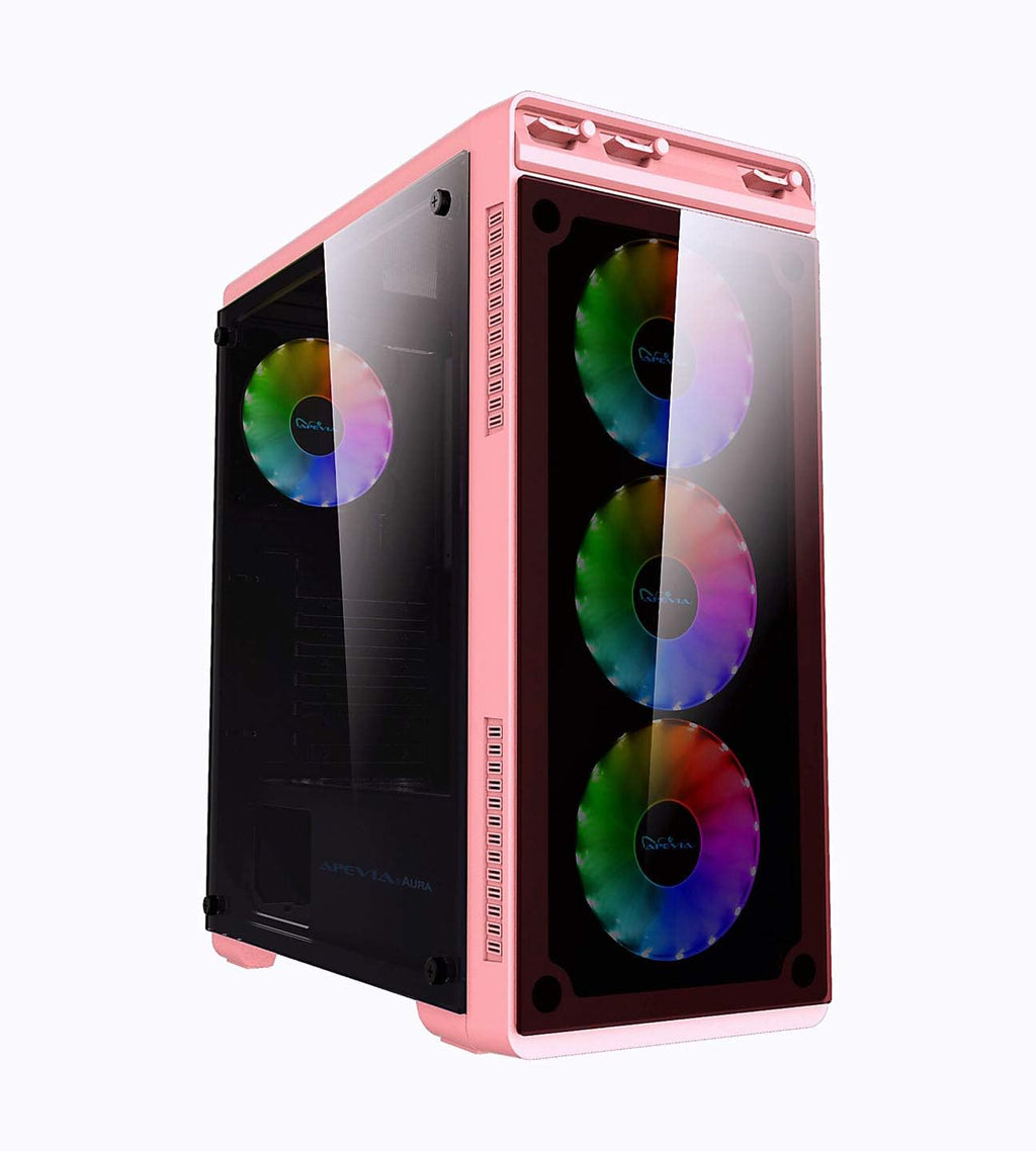 Black Mid Tower Gaming Case with 4 RGB Fans D5486
