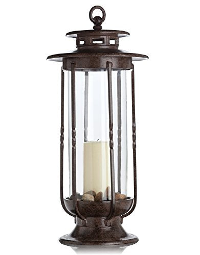 Large Decorative Hurricane Lantern Glass Candle Holder Cast Iron F445