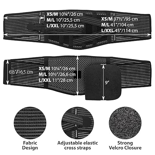 Black M-L Back Brace with Lumbar Pad W5858