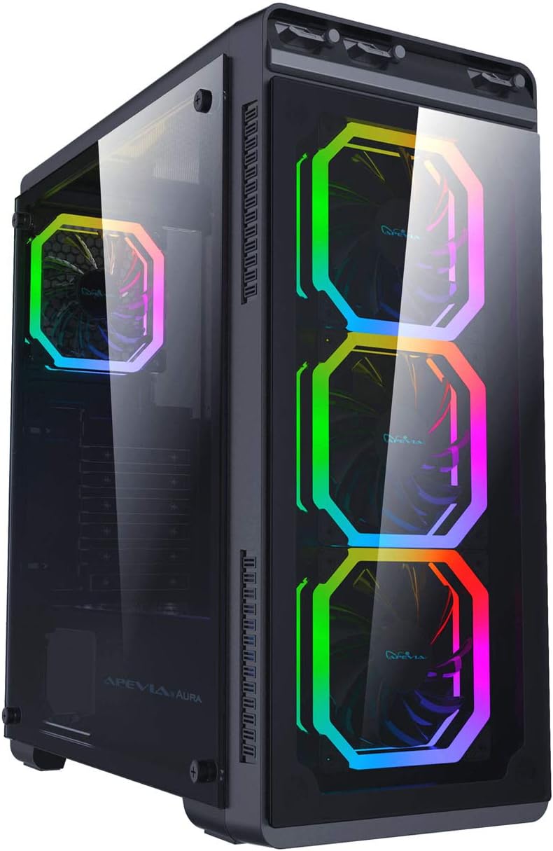 Black Mid Tower Gaming Case with 4 RGB Fans D5486