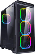Black Mid Tower Gaming Case with 4 RGB Fans D5486