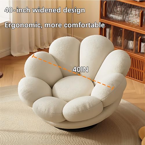 Blue Pumpkin Shape Swivel Lounge Chair with Ottoman X988179