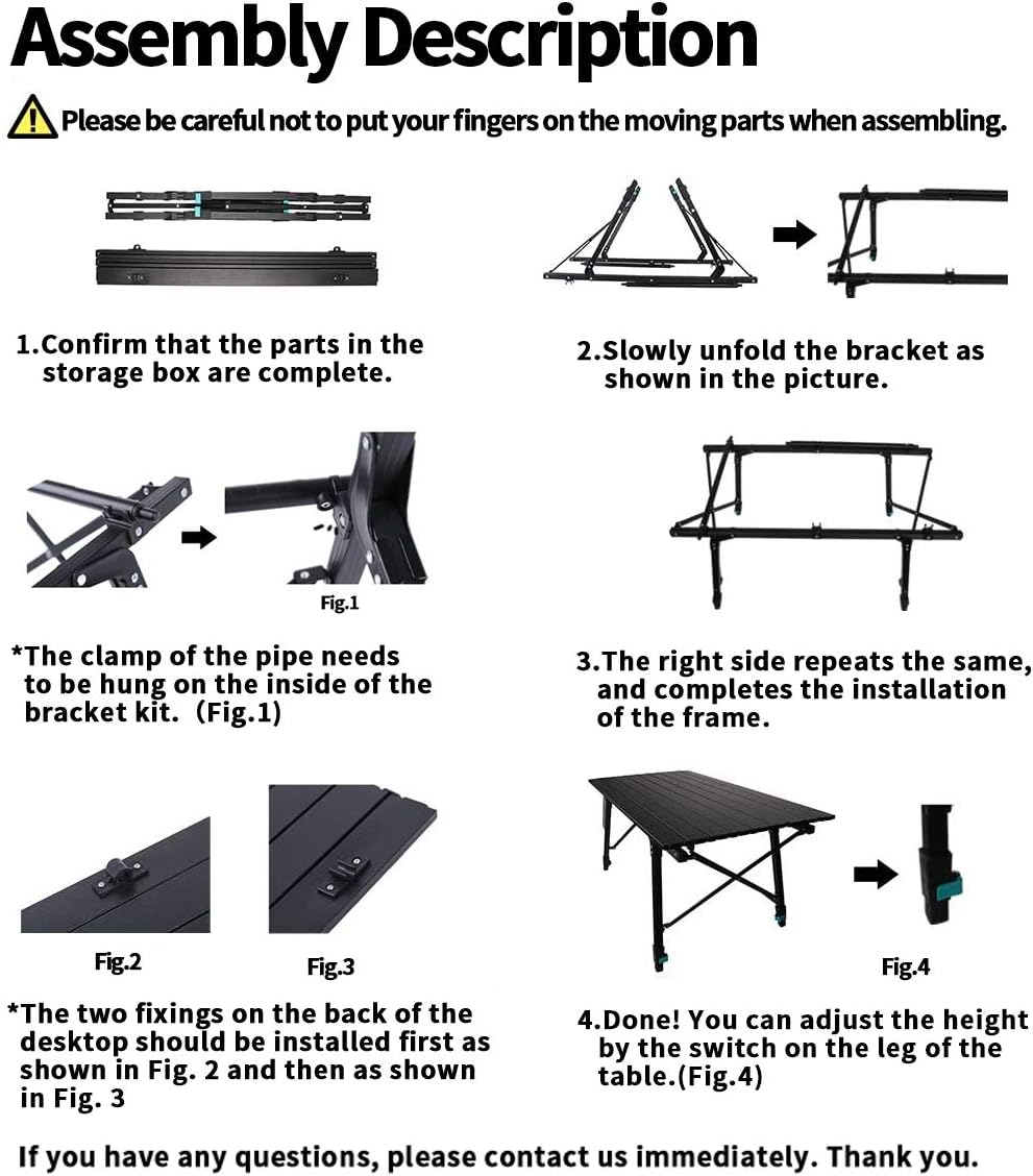 Height Adjustable Aluminum Folding Camping Table with Carry Bag H13745