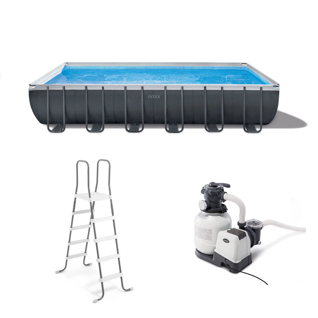 24' x 12' x 52 Rectangular Frame Swimming Pool with Pump U31727