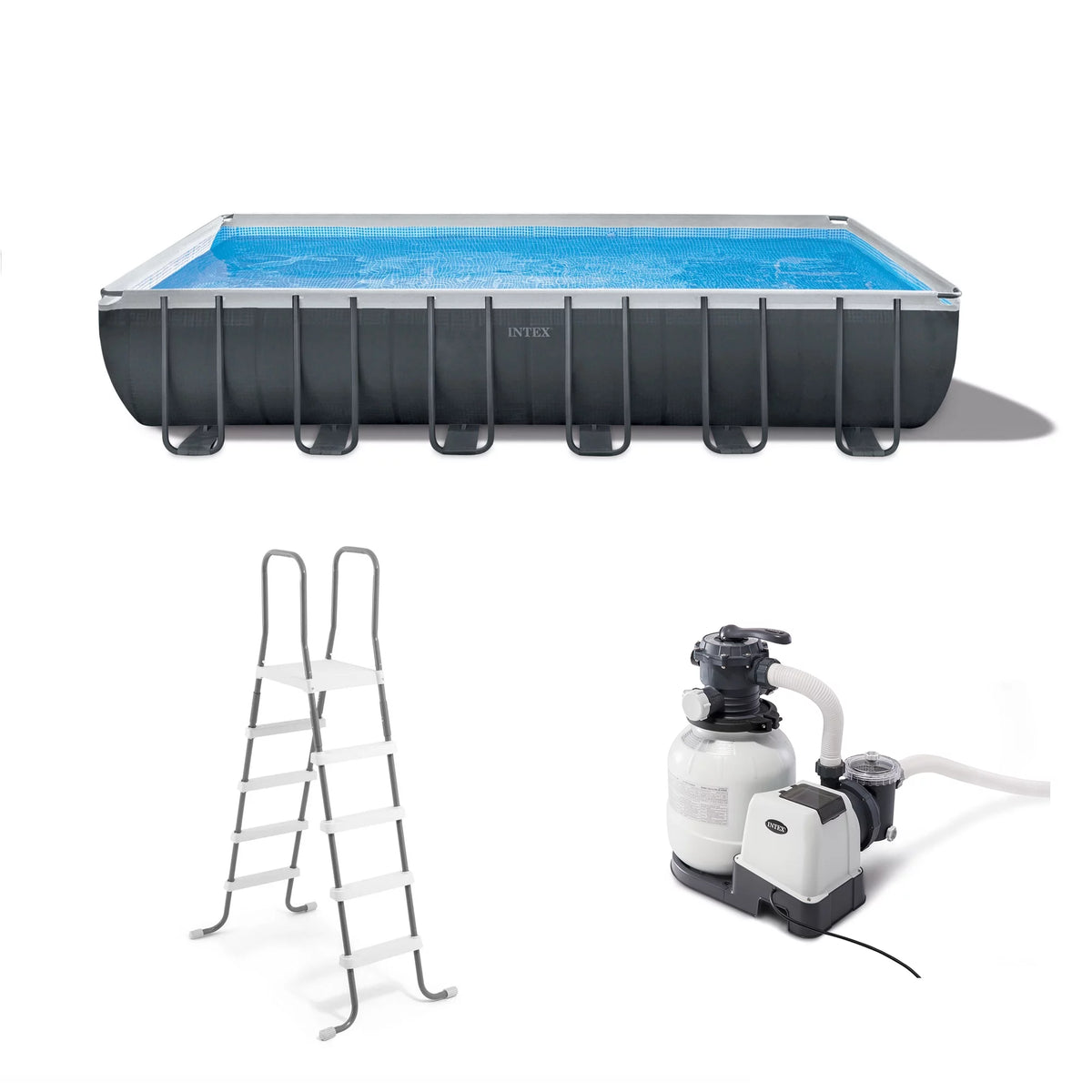 24' x 12' x 52 Rectangular Frame Swimming Pool with Pump U31727