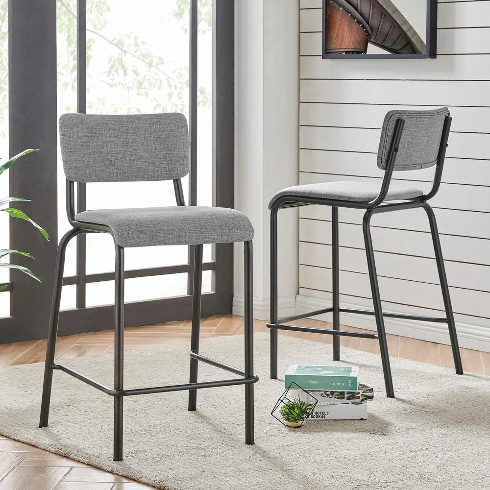 26" Gray Fabric Counter Stool Set of 4 X992058