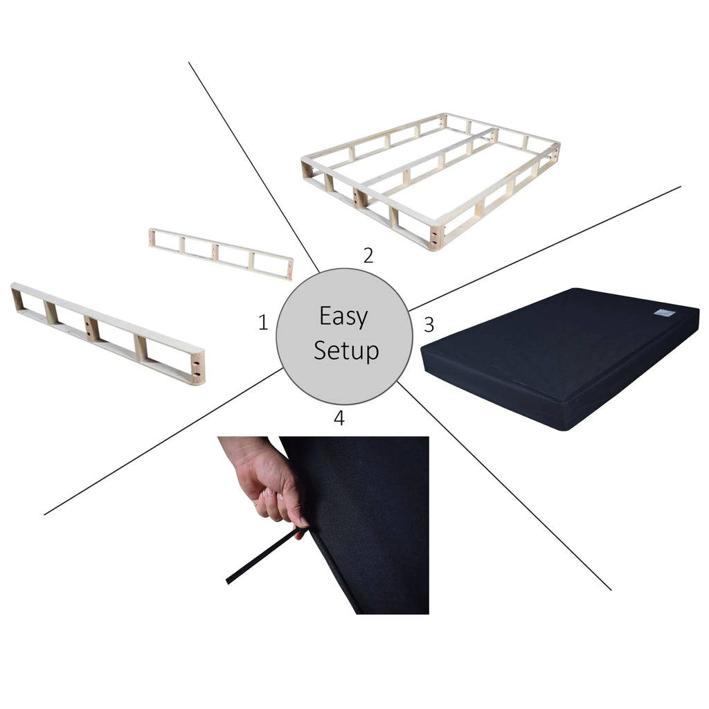 Wood Box Spring Mattress Foundation 8 Queen Beige Q40317