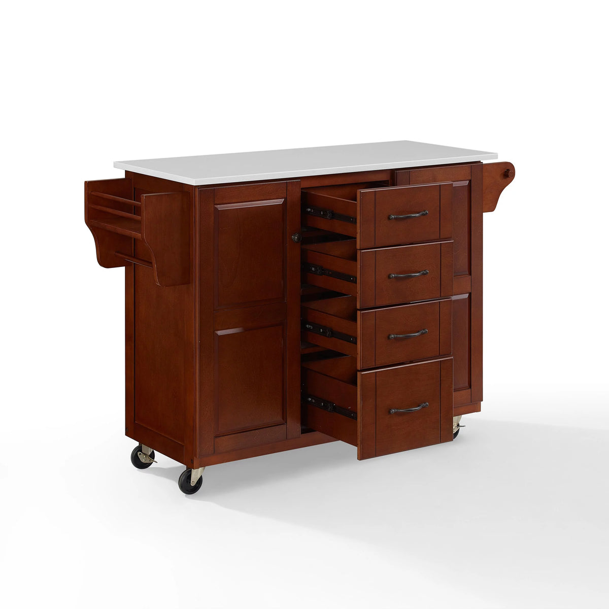 White Granite Top Kitchen Cart Y6369