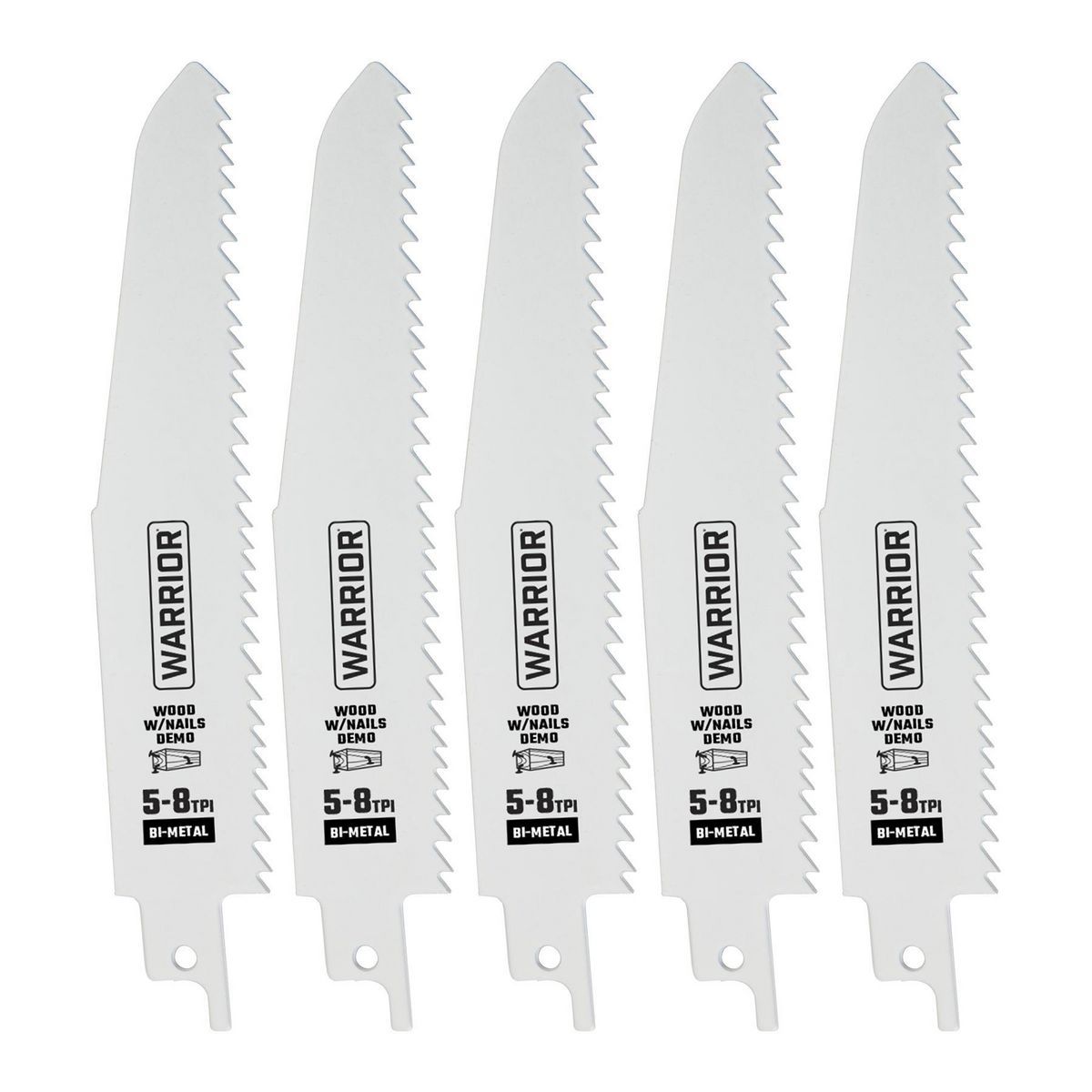 6 in. 5-8 TPI Bi-metal Reciprocating Saw Blades, 5 Pack B760271