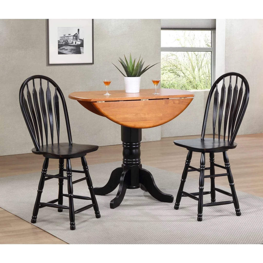 42 In. Round Extendable Solid Wood Pub Dining Table K312