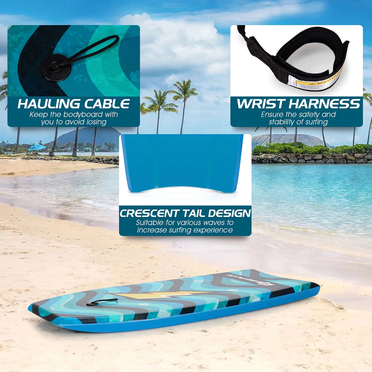 Surfboard Bodyboard with Wrist Leash Y6369
