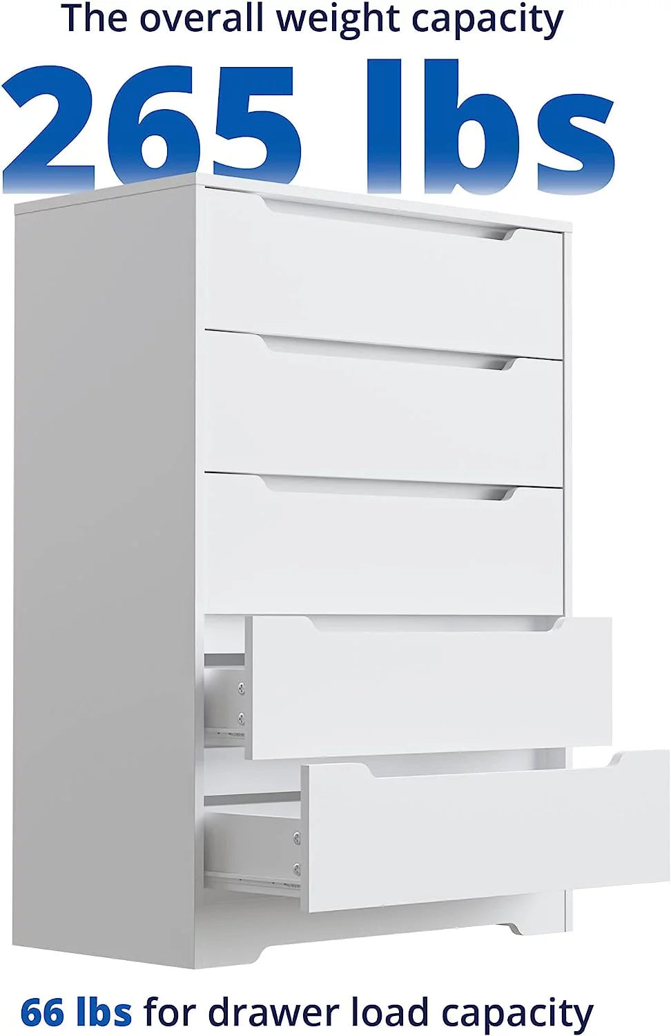 White 5 Drawer Wood Dresser K720