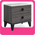 2 Drawer Gray Marble Top Side Table N906533