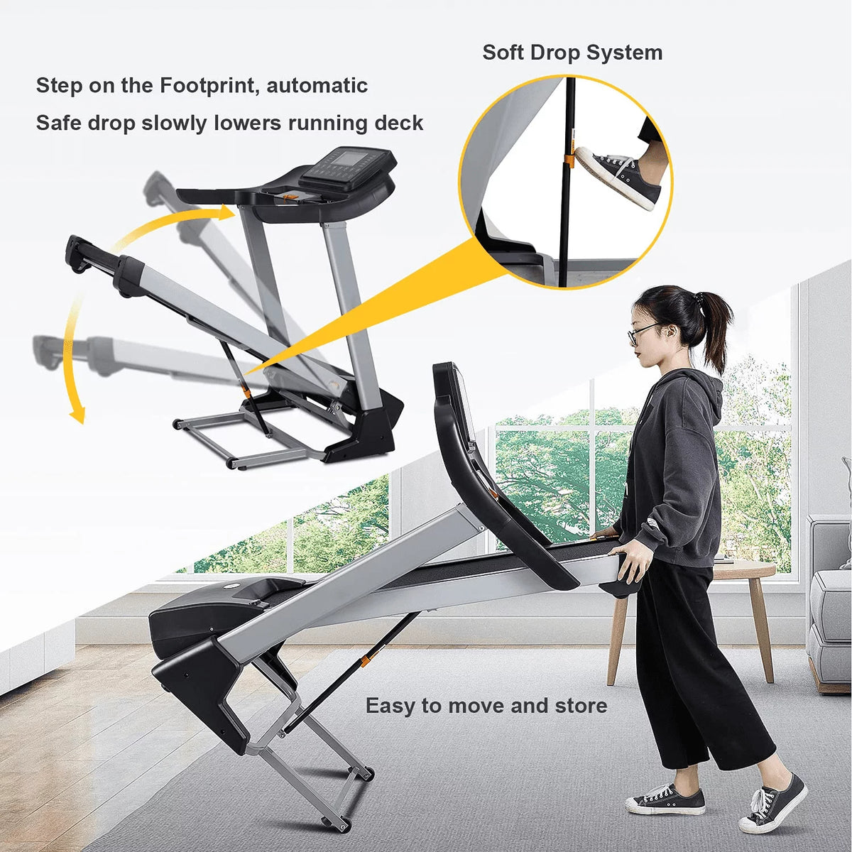 3HP Folding Treadmill with Auto Incline J40047
