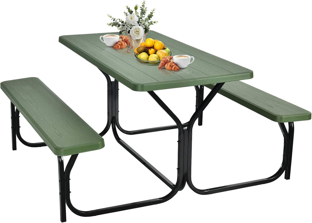 Black Picnic Table Bench Set F391