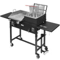 Outdoor Gas Propane Double Burner Stove Cook Station Flat Top Griddle and Deep Fryer BBQ Grill R2628
