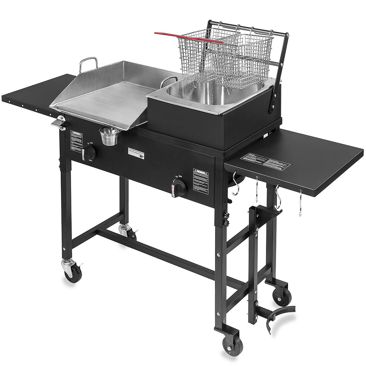 Outdoor Gas Propane Double Burner Stove Cook Station Flat Top Griddle and Deep Fryer BBQ Grill R2628