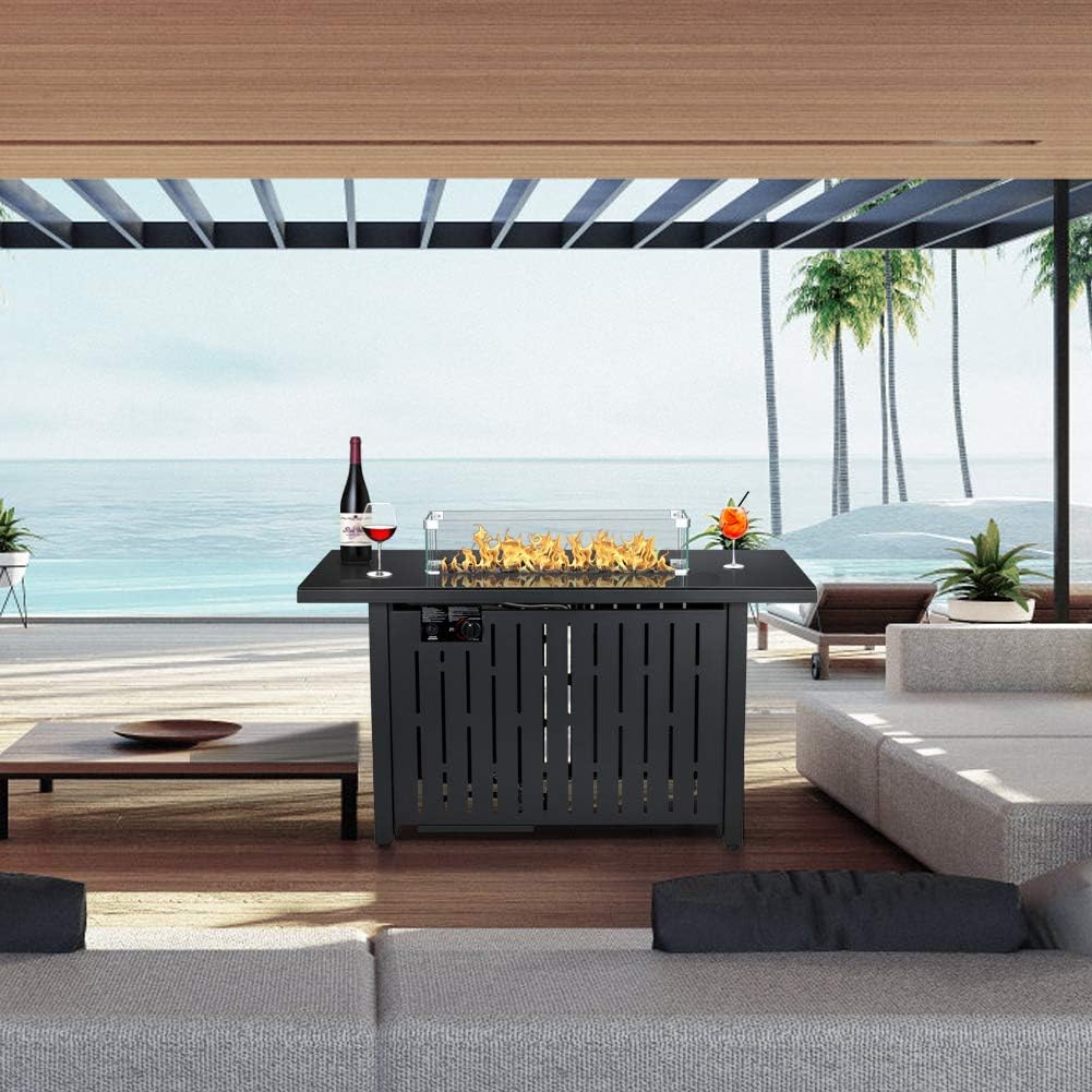 50,000 BTU Rectangular Steel Fire Pit Table G512295