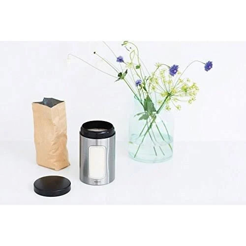 3-Piece Window Canister Set, 1.4-Liter, Matte Steel with Black Lid R171