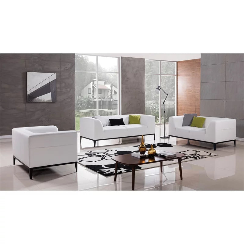 White Faux Leather Sofa G8013