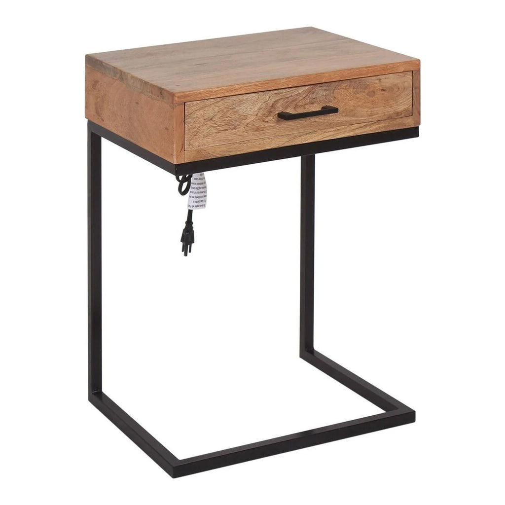 Brown Wood C-Table with Drawer P628