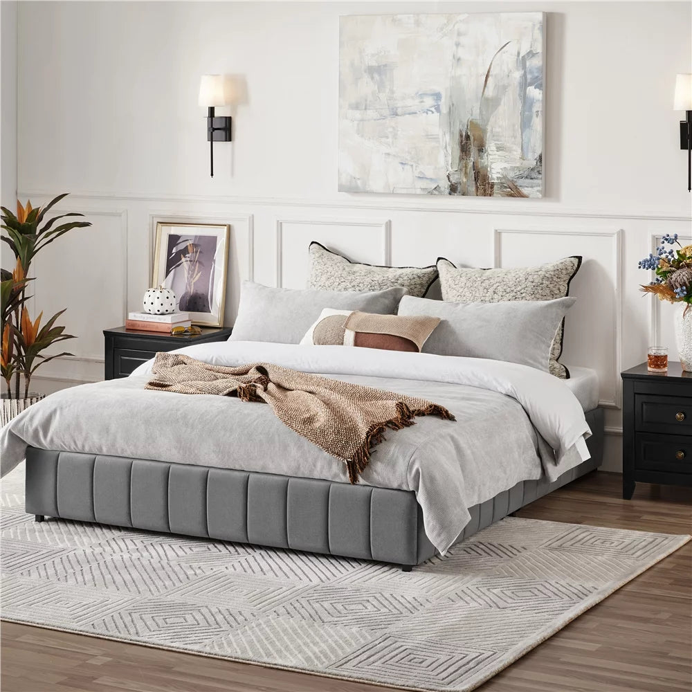 Queen Size Upholstered Storage Bed with 4 Drawers J1877