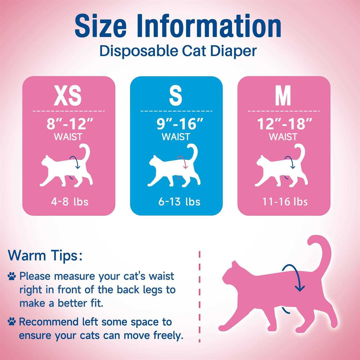 Soft Disposable Cat Diapers with Adjustable Foam Tail Hole L88092
