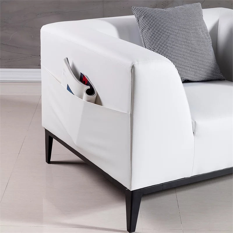 White Faux Leather Sofa G8013