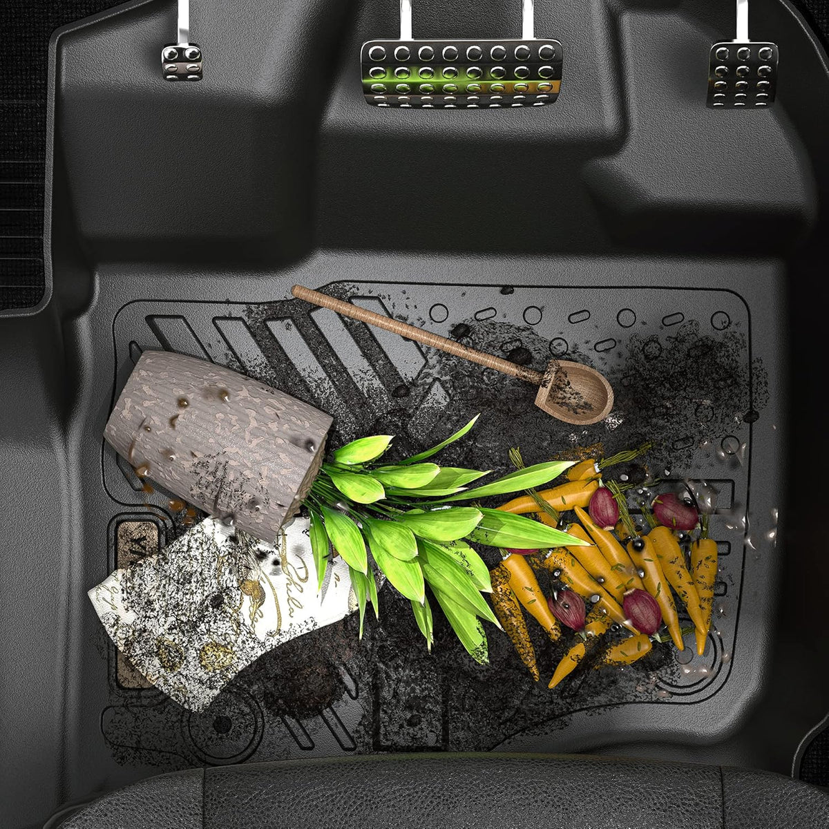 Black TPE Floor Mats Cargo Trunk Liners Set for Honda CR-V J302