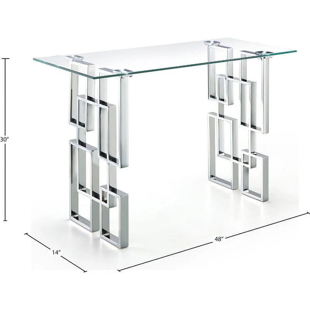 Glass Top Console Table with Chrome Base W56071